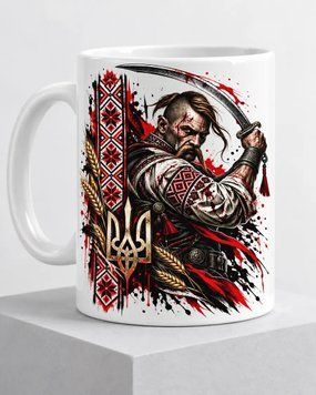 Керамічна чашка &laquo;Козацький воїн із тризубом&raquo; CUP-0023 фото