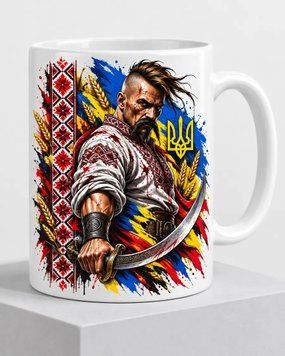 Керамічна чашка &laquo;Козацький воїн із шаблею&raquo; CUP-0024 фото