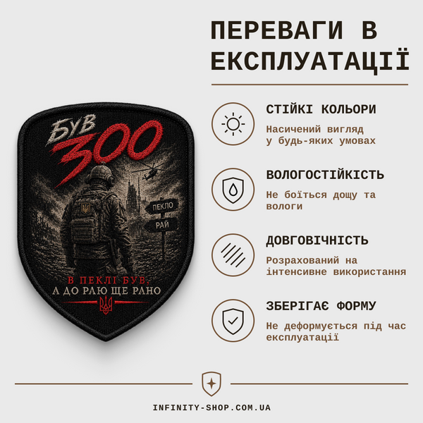 Військовий шеврон "Був 300" на липучці (Щит) F57C6ED3-EA75-4779-8691-73A52D9756C5 фото